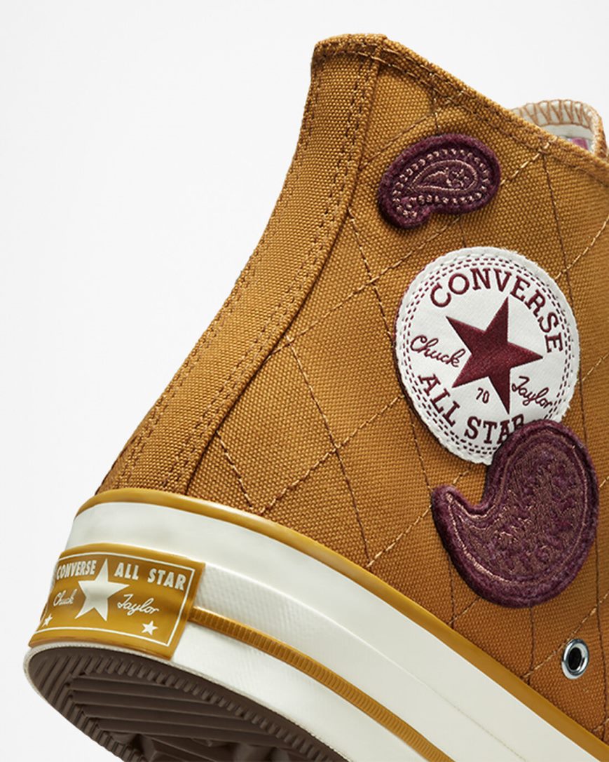 Dámské Boty Vysoké Converse Chuck 70 Crafted Patches Oranžové Tmavě Vínové | CZ FJ31H13